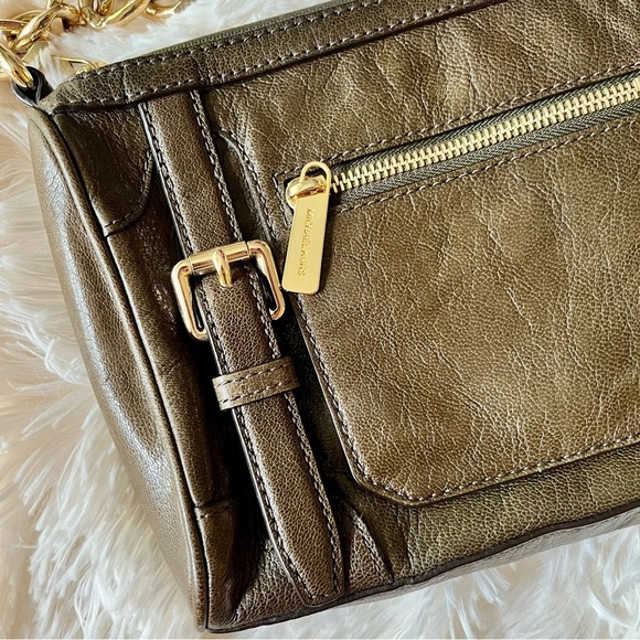 Michael Kors NWOT Leather Crossbody Bag Olive Green Gold Chain - Picture 2 of 13
